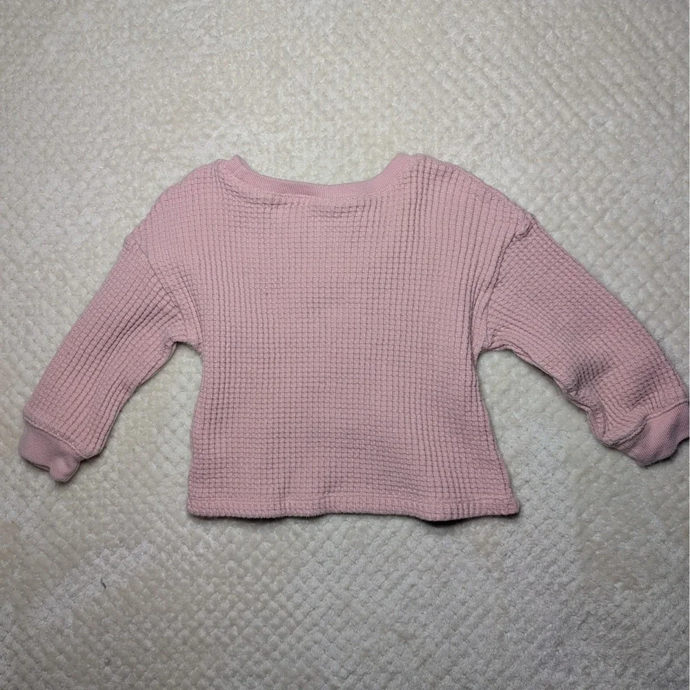 Baby GAP Waffle‎ Knit Sweatshirt Pink Long Sleeve Toddler 3T